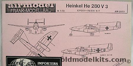 Airmodel 1/72 Heinkel He-280 V3 with BMW Engines, AM-2023 plastic model kit
